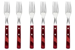 Ménagère 24 couverts de table Tramontina en inox et bois rouge
