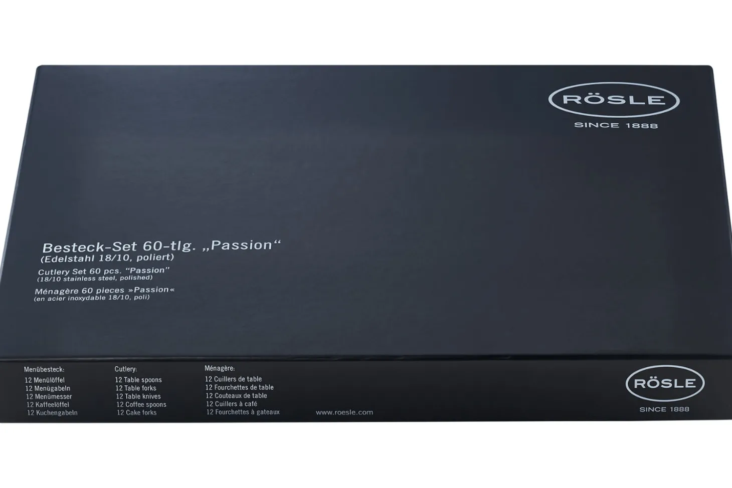Ménagère 60 couverts Rösle Passion en acier inoxydable 18/10