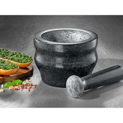 Mortier et pilon Cole & Mason en granit noir élégant - Diamètre 18cm