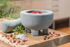 Mortier Gefu Crunchy Ø10cm en granit sur pieds + pilon