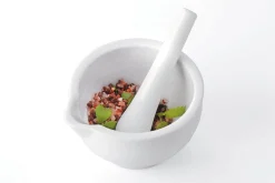 Mortier + pilon Gefu Macino en porcelaine blanche