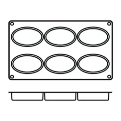 Moule en silicone professionnel Silikomart Silicon Flex 300x175mm 6 formes ovales