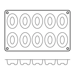 Moule en silicone professionnel Silikomart Silicon Flex 300x175mm 10 savarins ovales