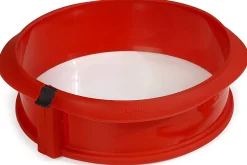 Moule à manqué démontable Lékué 23cm en silicone rouge + assiette en céramique