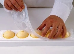 Moule pâtissier Silikomart silicone blanc 5 sphères 3D diamètre 48mm