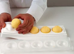 Moule pâtissier Silikomart silicone blanc 5 sphères 3D diamètre 48mm