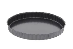 Moule à tarte cannelé en acier De Buyer à fond fixe bord droit
