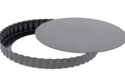Moule à tarte cannelé en acier De Buyer à fond amovible et bord droit