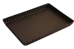 Moule à tarte maison cannelé rectangulaire Gobel anti-adhérent avec fond fixe