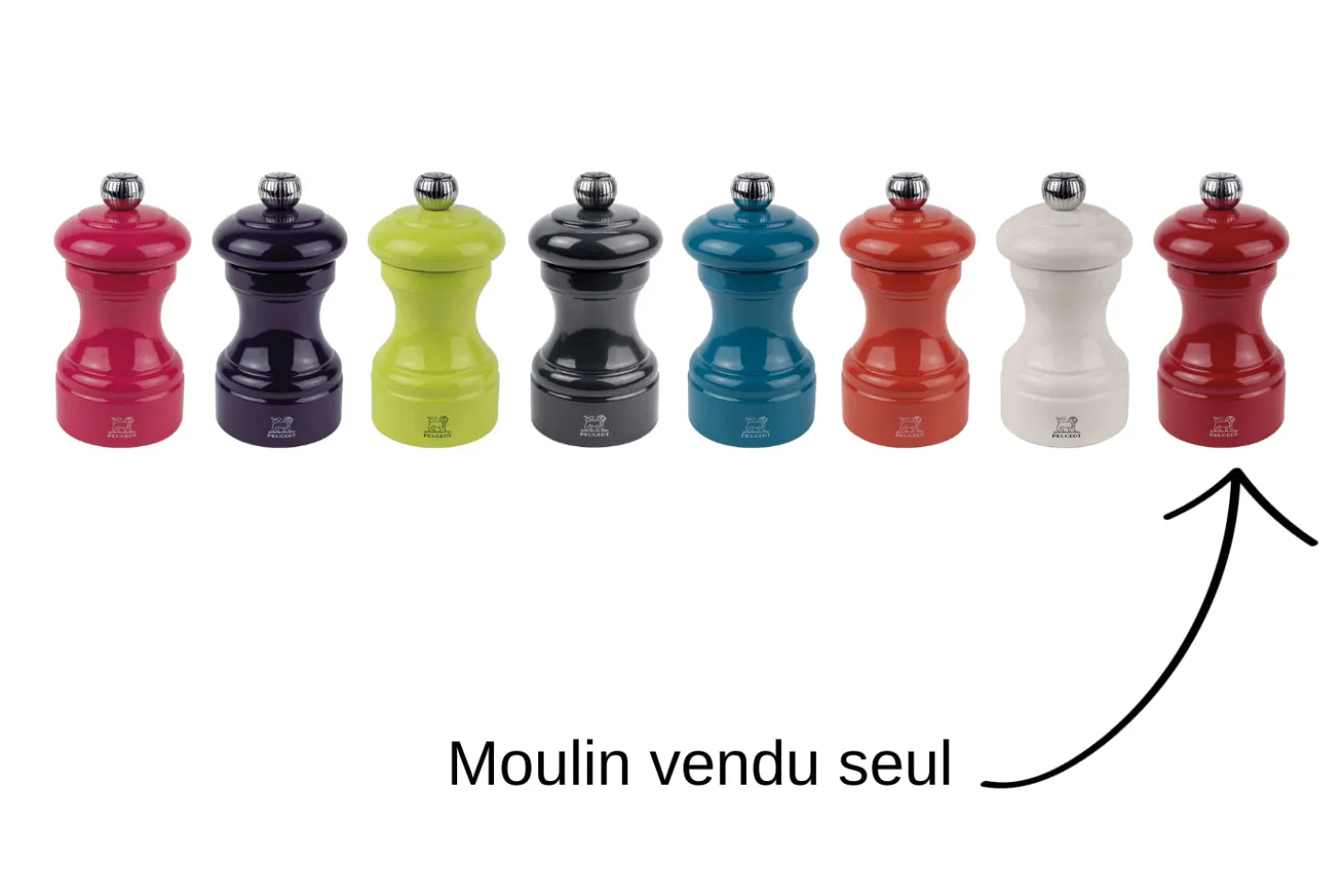 Moulin à poivre manuel Peugeot Bistro en bois de hêtre laqué rouge passion 10cm