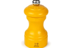 Moulin à poivre manuel Peugeot Bistro en bois de hêtre laqué jaune safran 10cm