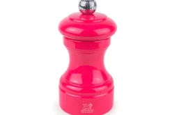 Moulin à sel sec manuel Peugeot Bistro en bois de hêtre laqué rose bonbon 10cm