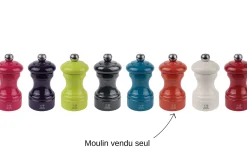 Moulin à sel sec manuel Peugeot Bistro en bois de hêtre laqué terracotta 10cm