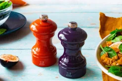 Moulin à sel sec manuel Peugeot Bistro en bois de hêtre laqué terracotta 10cm