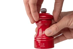 Moulin à sel sec manuel Peugeot Bistro en bois laqué rouge passion 10cm