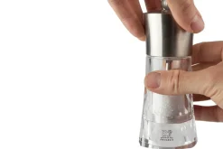 Moulin à sel sec manuel Peugeot Ouessant en inox et acrylique 14cm