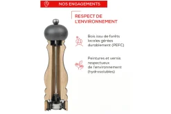 Moulin à sel sec manuel Peugeot Fidji en bois et inox noir
