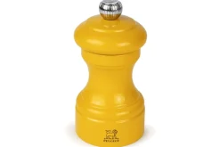 Moulin à sel sec manuel Peugeot Bistro en bois de hêtre laqué jaune safran 10cm