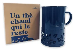 Mug à thé Cookut Sixtea chauffé à la bougie bleu