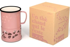 Mug à thé Cookut Sixtea chauffé à la bougie rose