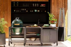 Pack Big Green Egg Large barbecue + convEGGtor + table modulaire + 4 roulettes
