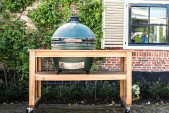 Pack Big Green Egg XLarge barbecue + table eucalyptus + convEGGtor + berceau de table + 4 roulettes