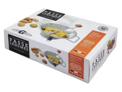 Passe-légumes 24cm acier inox 3 grilles + bouton en bois