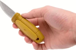 Petit couteau de poche Mora Eldris 12632 lame inox 5,9cm manche caoutchouc jaune avec allume-feu + étui