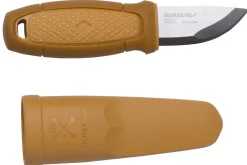 Petit couteau de poche Mora Eldris 12632 lame inox 5,9cm manche caoutchouc jaune avec allume-feu + étui