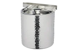 Petit seau à glace Barcraft en acier inox martelé avec couvercle 1,5L + pince à glaçon