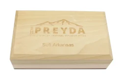 Pierre naturelle d'Arkansas Soft Arkansas RH PREYDA grain moyen/épais + coffret en bois