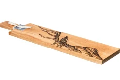 Planche apéritif en chêne Selbrae House 65x15x2cm avec poignée - Motif cerf