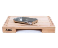Planche Boos Blocks Prep Masters bois d'érable + plateau acier 46x46x6cm