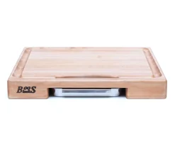 Planche Boos Blocks Prep Masters bois d'érable + plateau acier 46x46x6cm