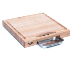 Planche Boos Blocks Prep Masters bois d'érable + plateau acier 46x46x6cm