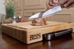 Planche Boos Blocks Prep Masters bois d'érable + plateau acier 46x46x6cm