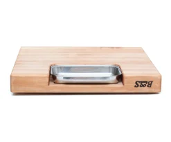 Planche Boos Blocks Prep Masters bois d'érable + plateau acier 46x46x6cm