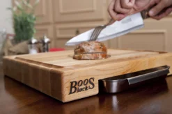 Planche Boos Blocks Prep Masters bois d'érable + plateau acier 38 x 36 x 6cm
