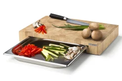 Planche à découper Continenta en bois 48x32,5x6cm + bac inox