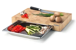 Planche à découper Continenta en bois 39x27x6cm + bac inox
