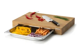 Planche à découper Continenta en bois 39x27x6cm + bac inox