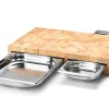 Planche à découper Continenta en bois 50x32,5x8,5cm + 3 bacs inox