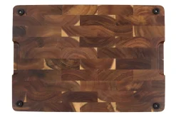 Planche à découper Wusaki bois d'acacia damier pieds antidérapants 40 x 28,5 x 2,5cm