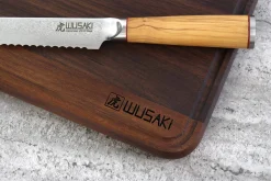 Planche à découper Wusaki en bois de noyer avec rigole - 40 x 30 x 1,9 cm