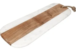 Planche de service Artesà en marbre blanc et bois d'acacia 46x20cm