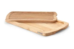 Planche à pain Continenta en bois d'hévéa 45x26x2cm + grille ramasse-miettes