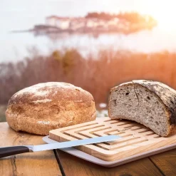 Planche à pain Legnoart Vitto frêne clair / foncé + plateau ramasse-miettes