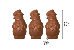 Plaque de 3 moules à chocolat - Bonhomme de neige 8cm