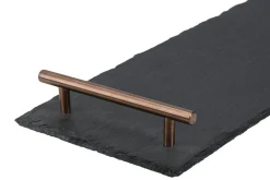 Plateau apéritif Artesà 60x15cm en ardoise et poignées cuivre