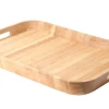 Plateau de service bords arrondis avec poignées Continenta en bois d'hévéa 53x35x5cm